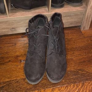 Black wedge booties